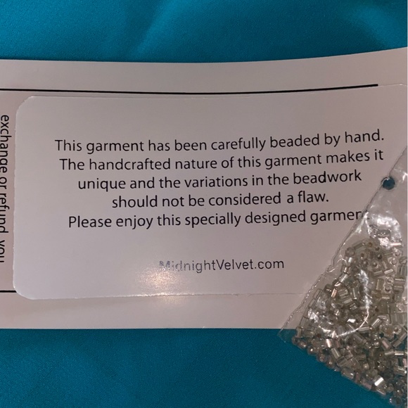 Turquoise/aqua formal 3 pc set, with silver geometric beading design, NWT, Sz 1X - Picture 16 of 16